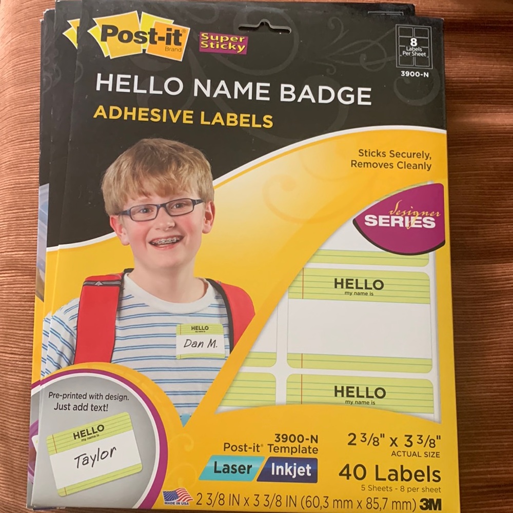 New in Package Name Badge Post-It Labels